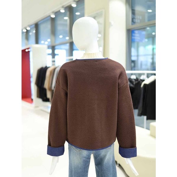 [여주점] 여성 데님 배색 니트 플리스 자켓 YW5WJ408