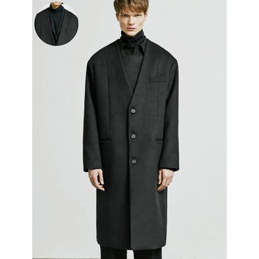 에스에스와이 COLLARLESS FRONT COVER COAT BLACK