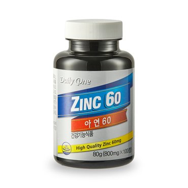 데일리원 아연 60 글루콘산 영양제 대용량 800mg X 100정 1통