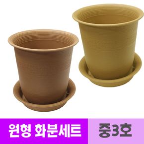 웰빙 플라스틱 토분모양 화분 받침 세트 19cm 중3호