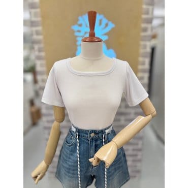 레코브 스퀘어넥 골지 티셔츠(LC41E8ST048A)