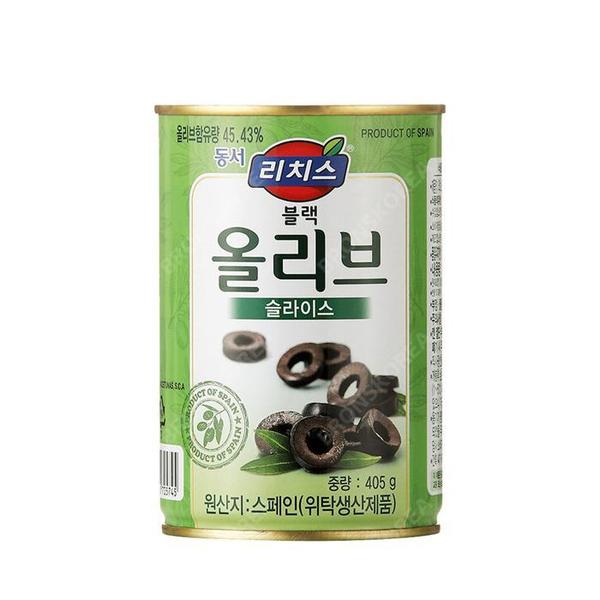 확대된 대표 동서 리치스 올리브 슬라이스 405g 블랙올리브 피자(1)