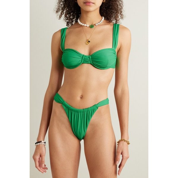 페이스풀 넷 서스테인 솔 주름 스트레치 리프리브 비키니 탑 그린 1647597326069279