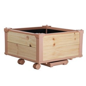 실내 이동식 DIY  원목화분 대형사각2단 베란다 정원 텃밭 바퀴가 있어 편리