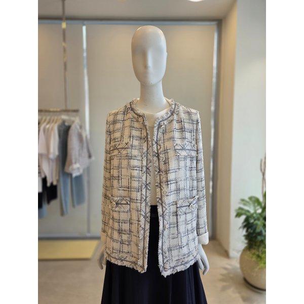 [여주점] [더 아이잗] 여성 글리터 트위드 라운드넥 재킷(IS3A0JK031)