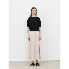 TFR LINEN STITCH BUTTON SKIRT_2COLORS