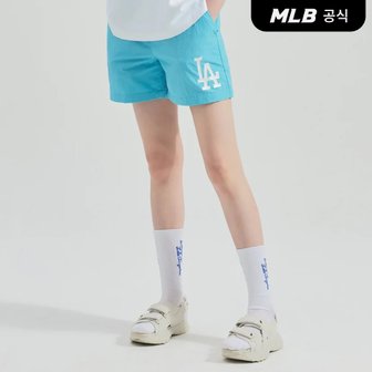 MLB [코리아공식] 베이직 빅로고 나일론 4부 보드숏 LA (Aquablue)