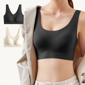 노와이어 브라탑 일체형패드 무봉제 스판 볼륨 심리스 속옷