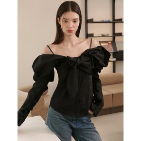 Nala Ribbon Off-shoulder Blouse [Black]