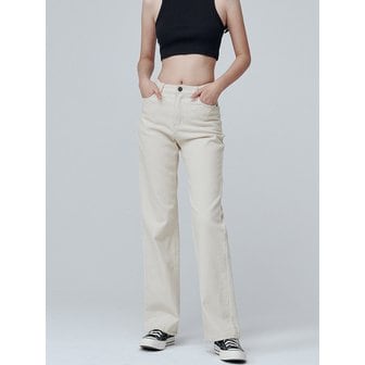 마롭(MaLoupe) 9101 기모 하이라이즈 와이드 데님팬츠 (크림)