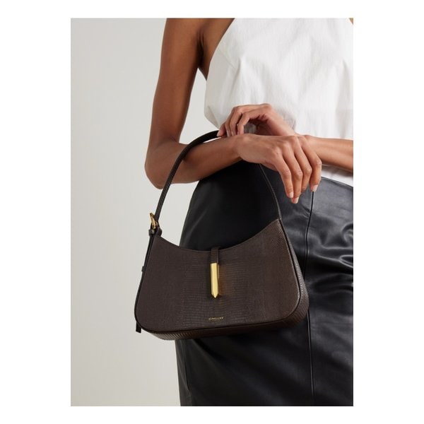 드멜리어 도쿄 크로커다일 이펙트 가죽 숄더 백 다크 브라운 46376663162913557