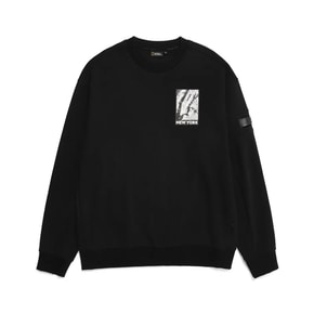 시티익스플로어 아트웍 세미루즈핏 맨투맨 N223USW240 CARBON BLACK