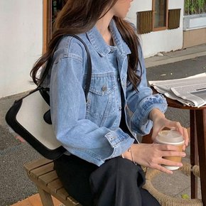 간절기 후드 크롭 숏 청자켓 데님 카라 자켓 (15411579A)