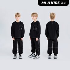 MLB키즈 (공식) 25SS 베이직 아웃도어 우븐 맨투맨 세트 NY (Black) 7AS2B0151-50BKS