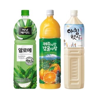  [한번에먹자] 미닛메이드 제주감귤 1.5L 2페트 + 알로에 1.5L 2페트 + 웅