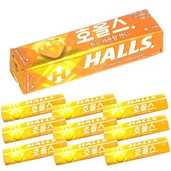  HALLS 호올스 스틱 멘톨 사탕 졸음방지 캔디 허니레몬 10개