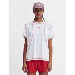 Sports Fit Contrast Stitch Short Sleeve T Shirt_White