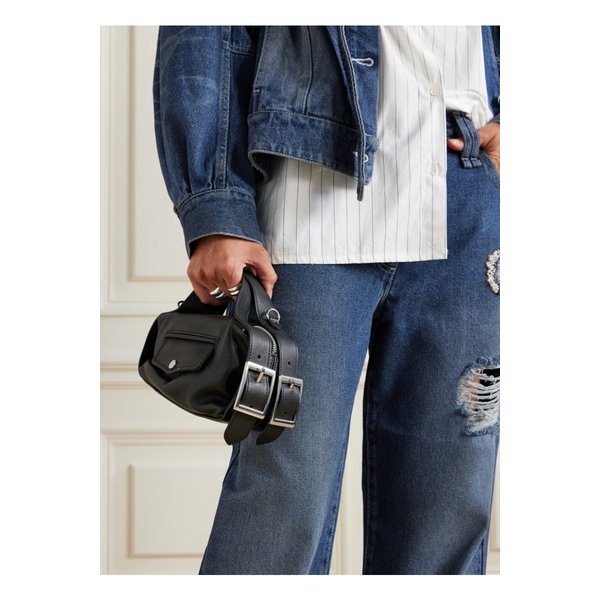 바이커 미니 버클 텍스처 가죽 숄더 백 블랙 46376663162908765