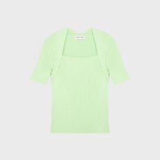 ELLA MODAL SQUARE NECK KNIT TOP LIME