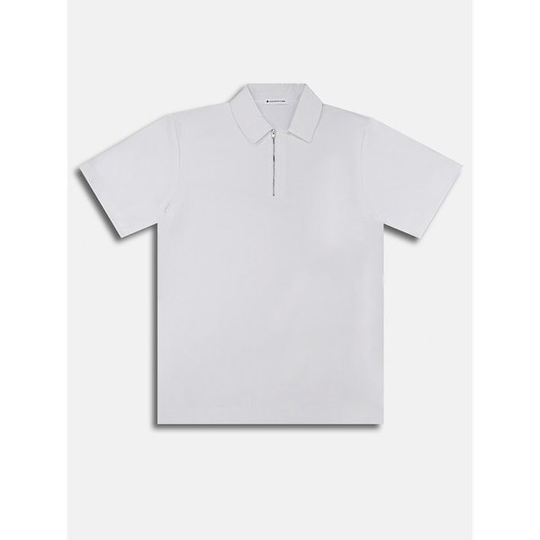 Half Zip Up Semi Over T-Shirt WHITE