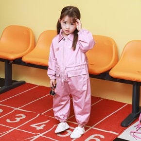 아동 전신 미술가운 비행사 핑크