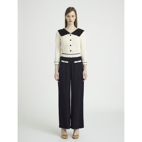 CONTRASTED SAILOR COLLAR TOP - IVORY