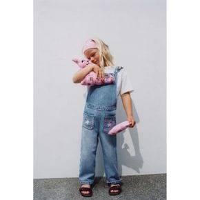 ZARA 자라 키즈 엠브로이더드 자수 플로랄 데님 청 덩가리 멜빵바지 블루 6987556400 6987556 12