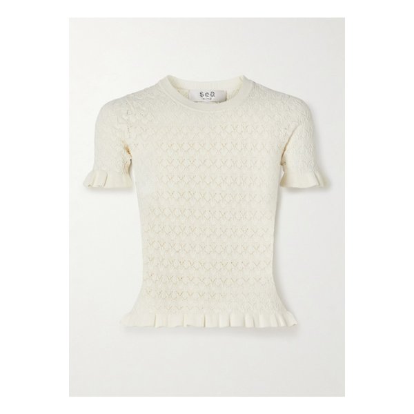 루 러플 포인텔 니트 탑 크림 46376663162873821