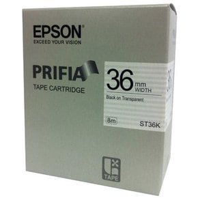 라벨프린터리본 ST36K 36mm 투명바탕,검정글씨 엡손