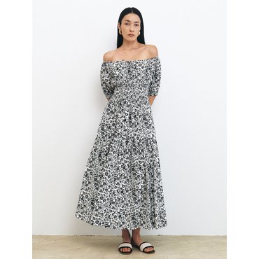 HACIE BOTANICAL PRINT LONG DRESS [MINT][BLACK]