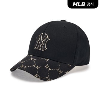 MLB [코리아공식] 다이아 모노그램 포인트 스트럭쳐 볼캡 NY (Black)