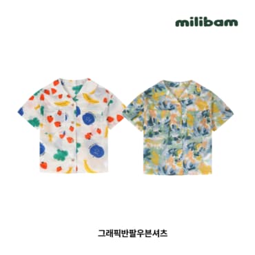 밀리밤 그래픽반팔우븐셔츠 MLYC2551G