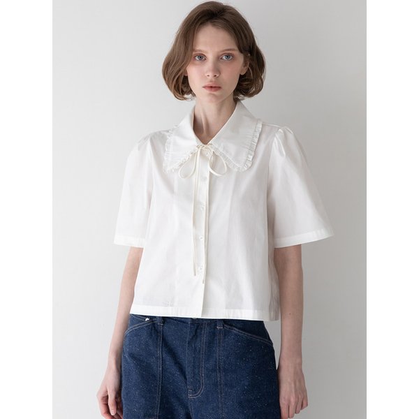 Prill callar crop blouse _ White