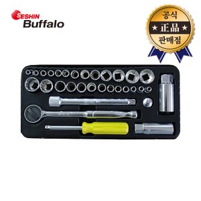 세신버팔로 소켓렌치세트 1/4인치 15pcs mm 인치 복수소켓 복수알 소켓셋트