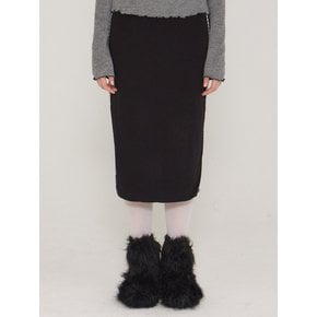 HAZE LACE ANGORA MIDI SKIRT - BLACK