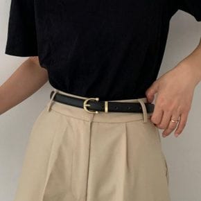 여성 데일리 정장 하프문 금장 버클 슬림 허리띠 벨트