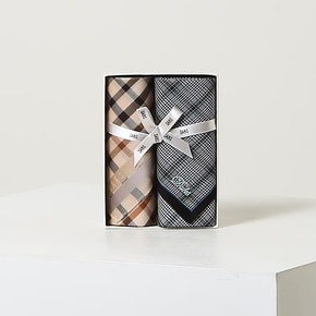 DCHA5F099MU [선물추천][DAKS GIFT]베이지 블랙 면 손수건 2종세트