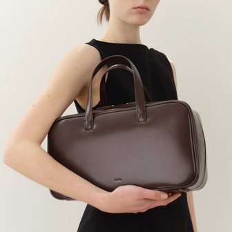 로서울 Large Tin square tote bag Glossy brownie brown