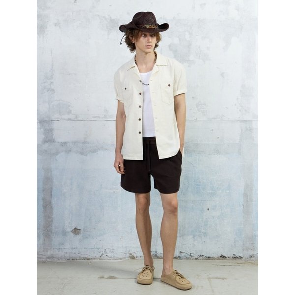 Men Western Embroidered Pocket Shirt, Ivory