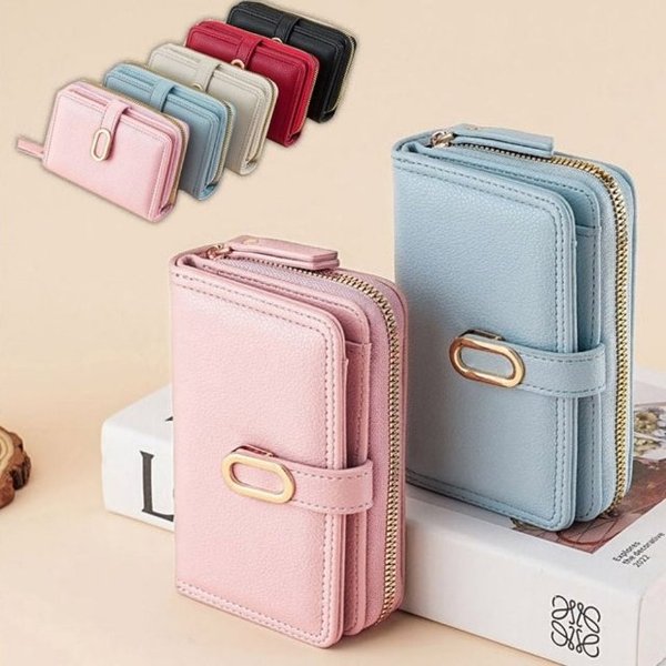 여성 휴대 지폐 카드 동전 신분증 포토 수납가능 리치 타원클립 중지갑 (WFJE2PP)