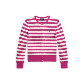 폴로 랄프 로렌 폴로 키즈 여아 7-16세 스트라이프 미니 케이블 코튼 카디건(CWPOSWEG6820604650)