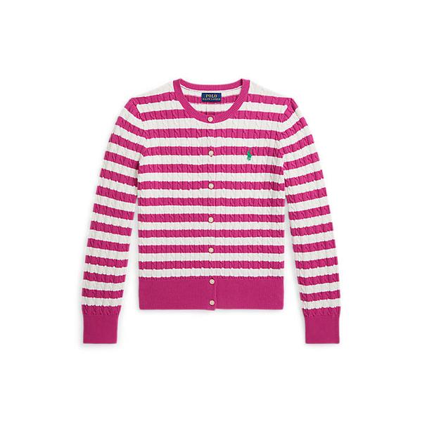 폴로 키즈 여아 7-16세 스트라이프 미니 케이블 코튼 카디건(CWPOSWEG6820604650)