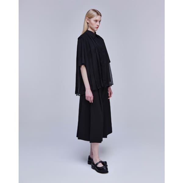 [파주점] [송지오우먼]송지오 컬렉션 베일드 멀티 플리츠 셔츠 블랙 WH3SH707BK