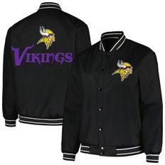 4375810 JH DESIGN Womens Design Black Minnesota Vikings Plus Size Full-Snap Jacket