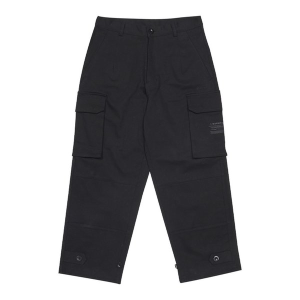 10s TWILL COTTON WIDE PARACHUTE PANTS BLACK