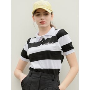 stripe golf T-shirt black