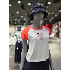 [파주점] 여성 아티스트 이진 배색 슬리브 티셔츠 (FS2RSF2A51F-LRE)