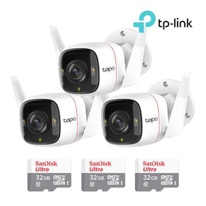 티피링크 Tapo C320WS+32GB SD카드 3팩 실외용 CCTV 3세트 홈캠 세트