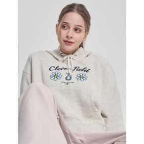 Chain Flower Crop Hooded Sweatshirt_Oatmeal