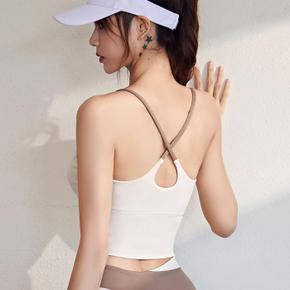 [에스이엔몰] 요가 필라테스 크롭 투톤 나시 브라 탑 (S15181652)